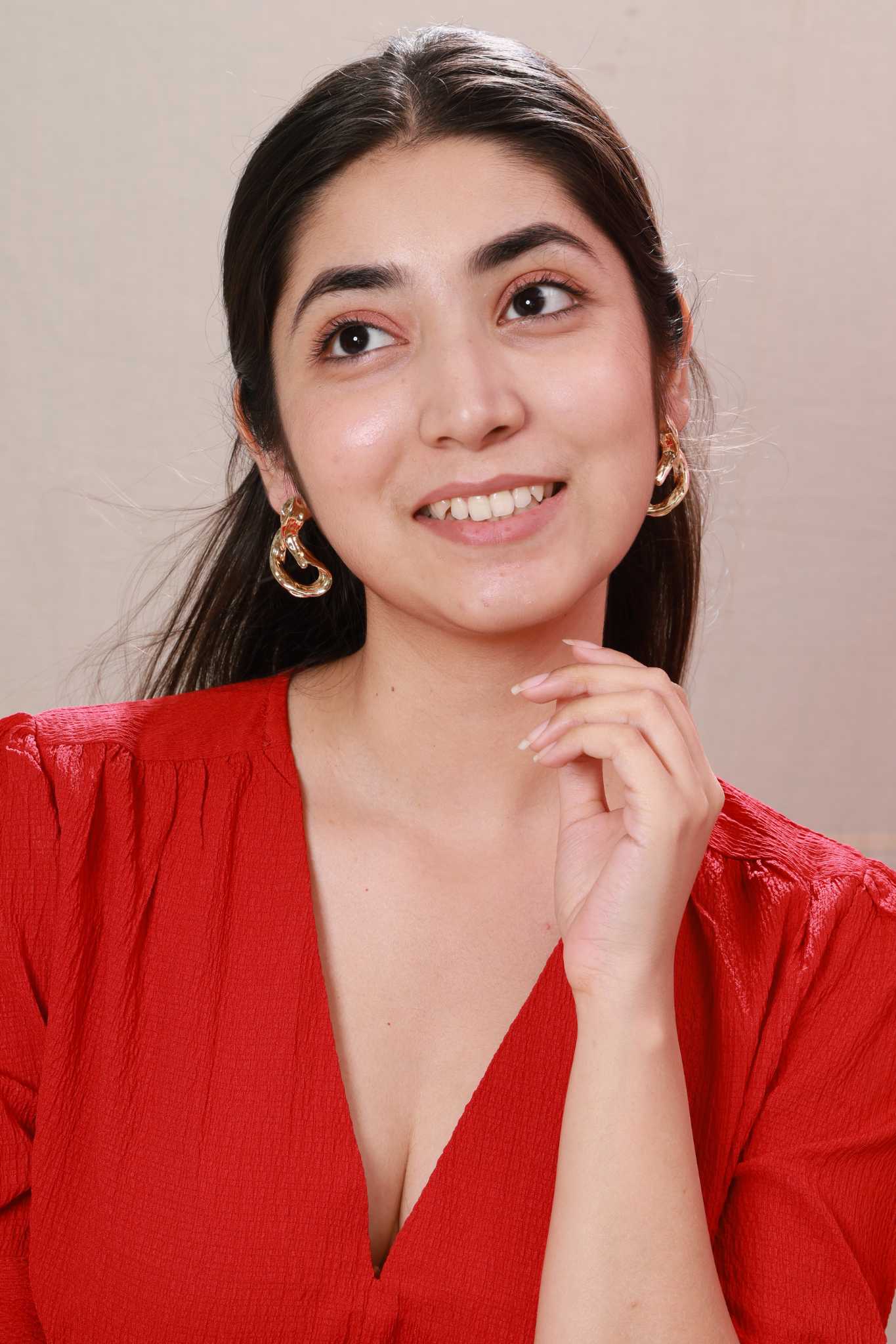 Golden Wave Stud Earrings