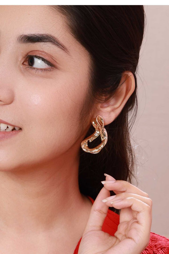 Golden Fluid Loop Earrings