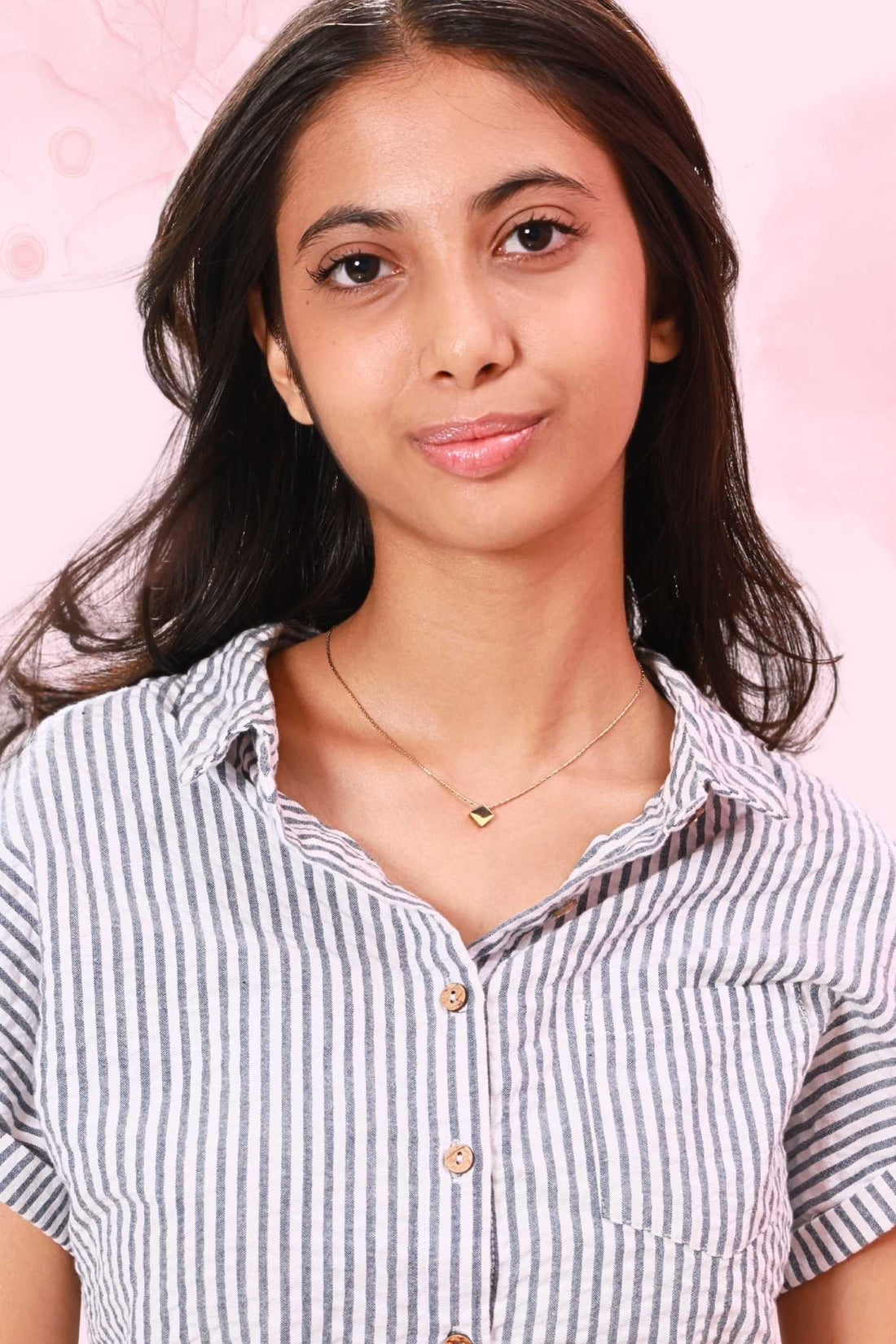 Golden Cube Pendant Necklace